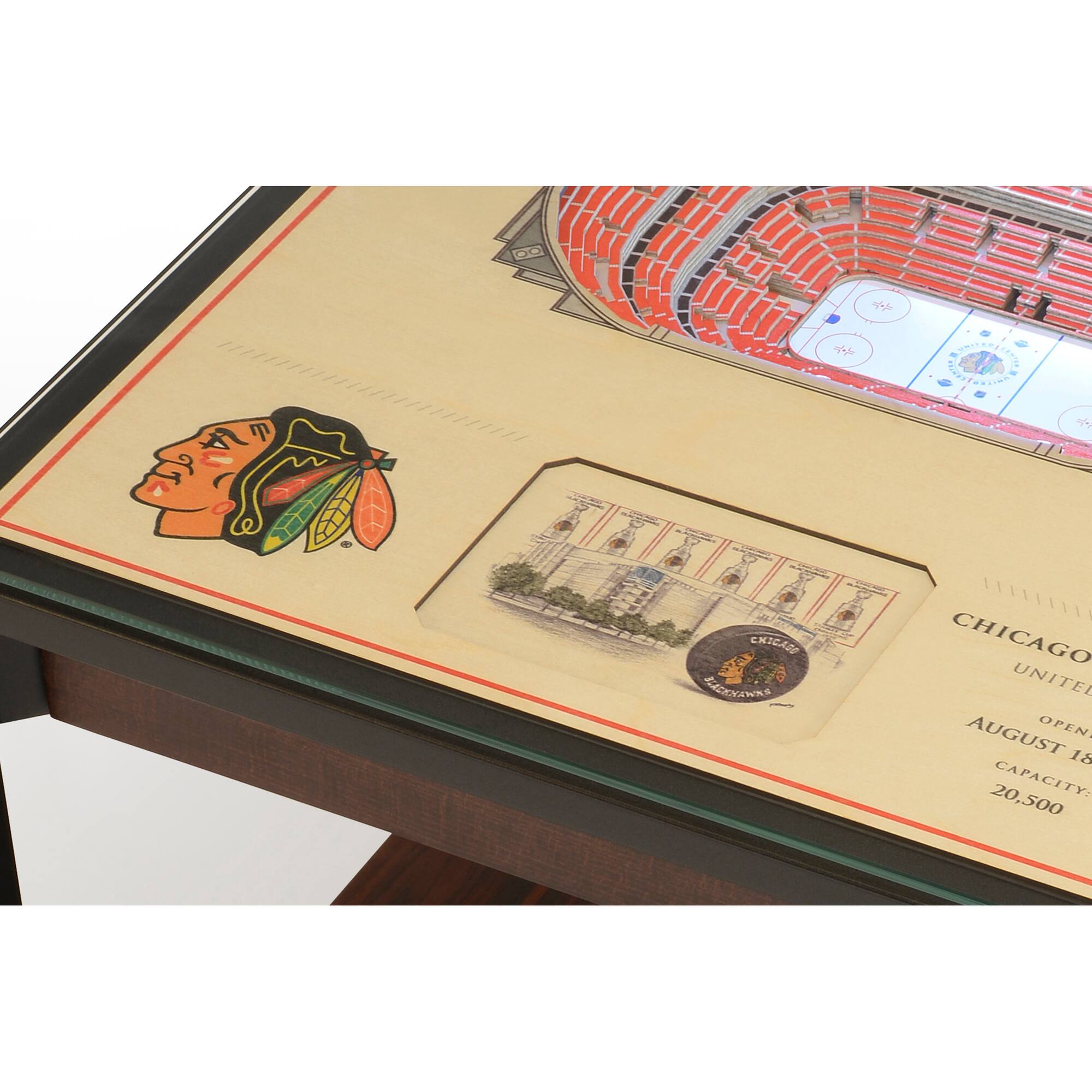 23" Chicago Blackhawks 25-Layer StadiumViews Lighted End Table